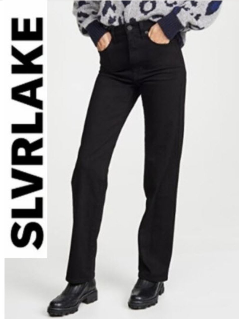 Slvrlake London High-Rise Straight-Leg Jean Black Size 24